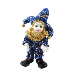 Blue Eros Triangle Jester Clown Doll Bendable / Poseable